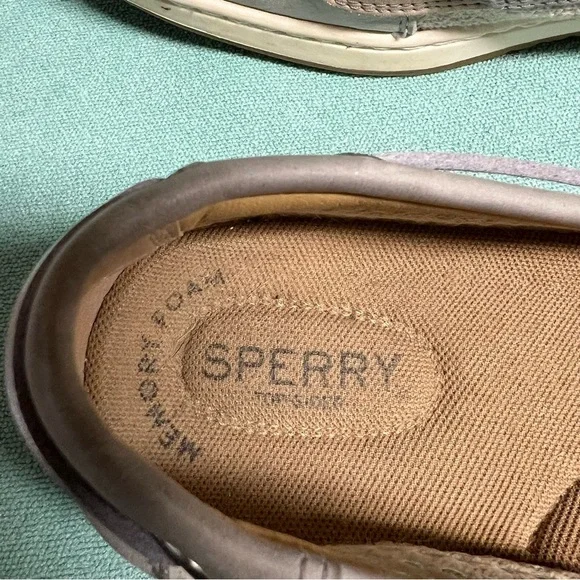 Sperry angelfish 1 eyegray and silver boat shoe side netting easy slip on style - Picture 6 of 10